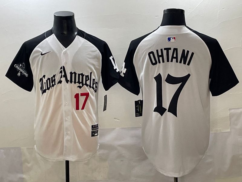 Men 2025 Los Angeles Dodgers #17 Ohtani White black Five generations Joint Name Nike MLB Jersey style 52613